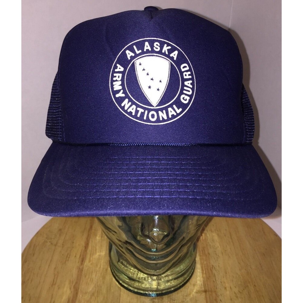 Vintage 80s Alaska ARMY National Guard Trucker Hat Cap Snapback USA Military